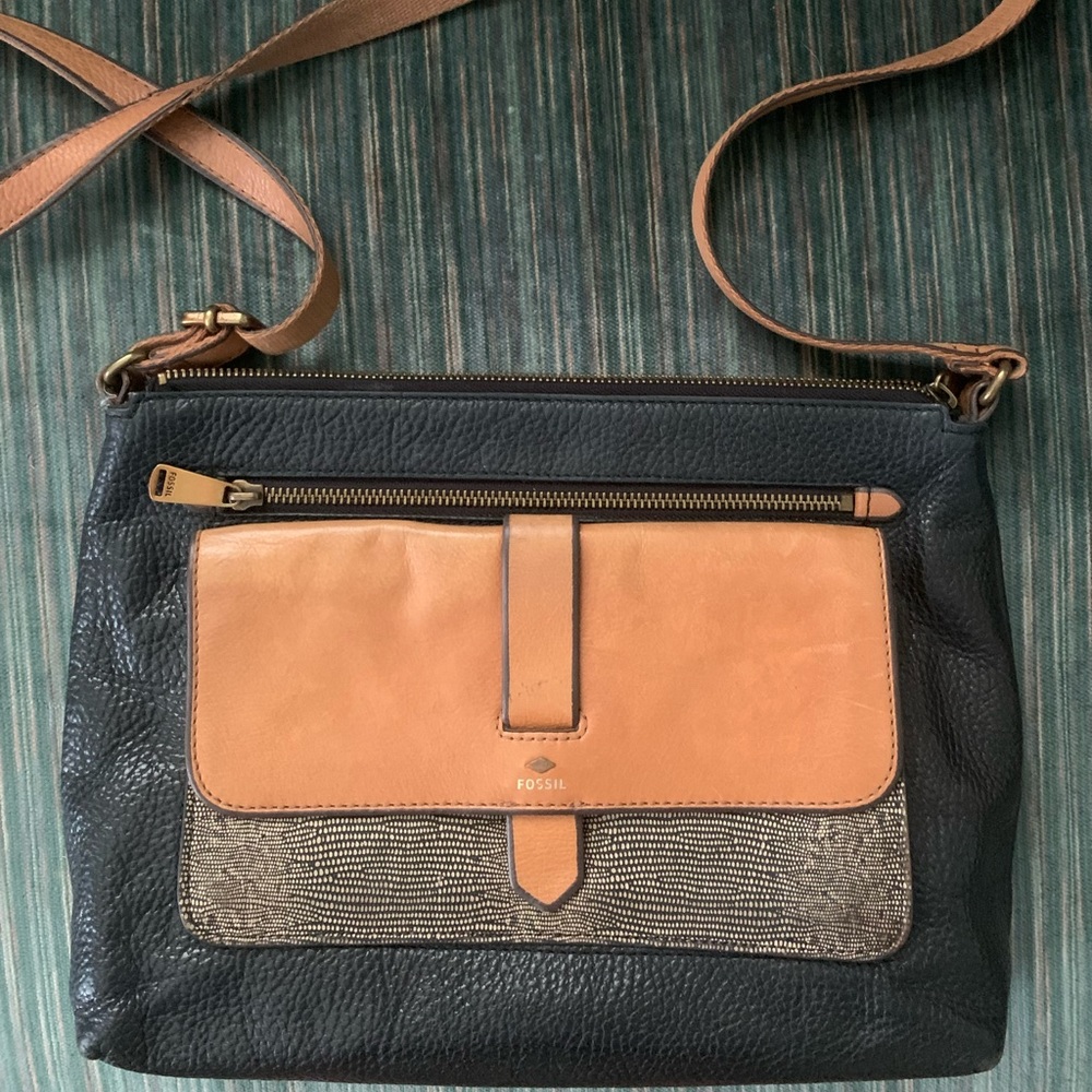 Fossil Black and Tan Crossbody Bag